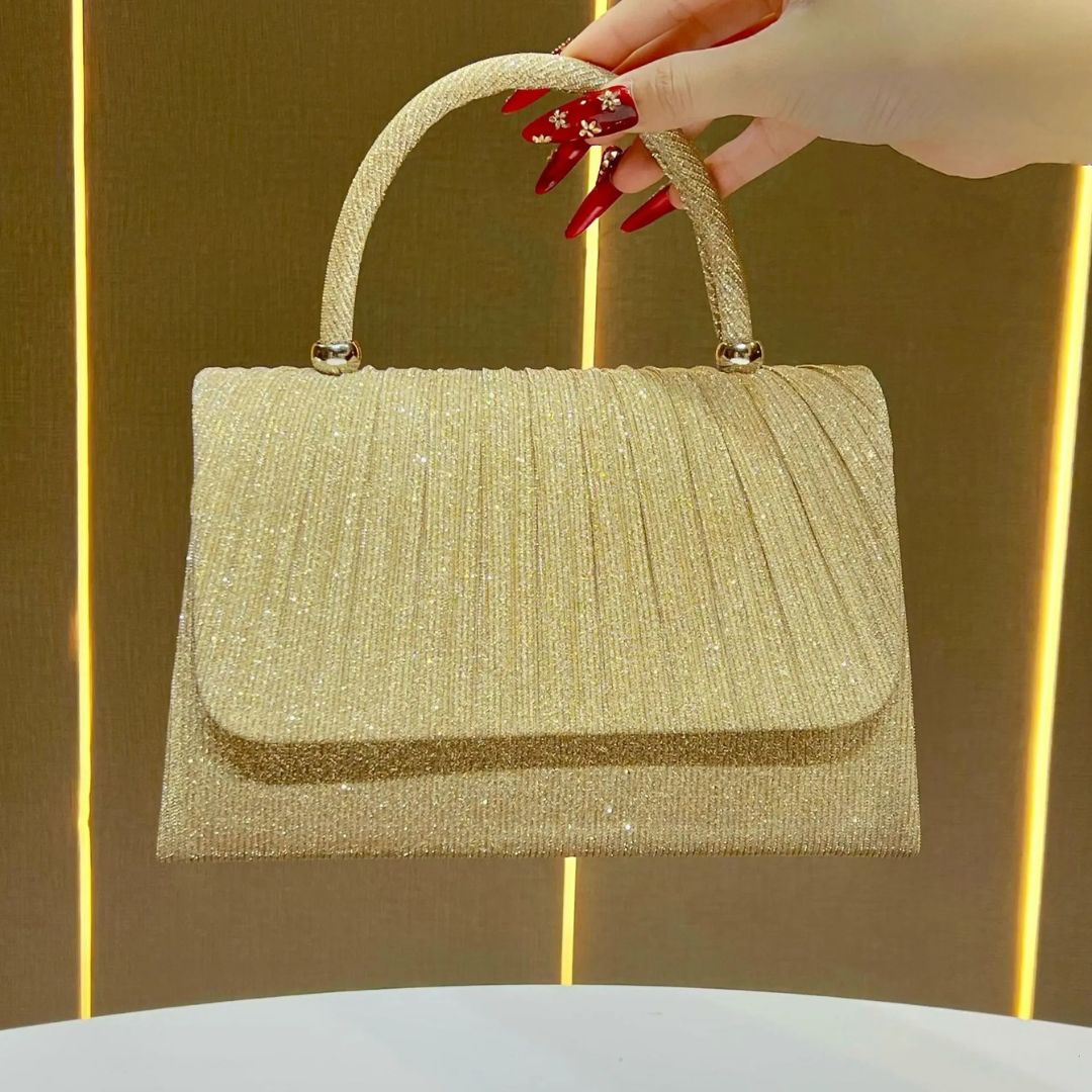 Sac à Main Doré Effet Froissé