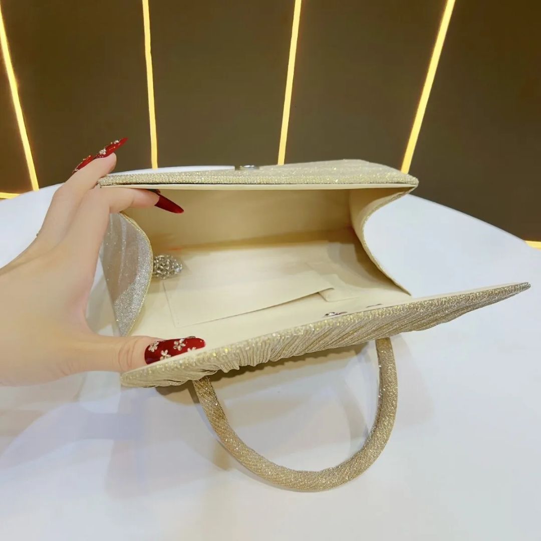 Sac à Main Doré Effet Froissé